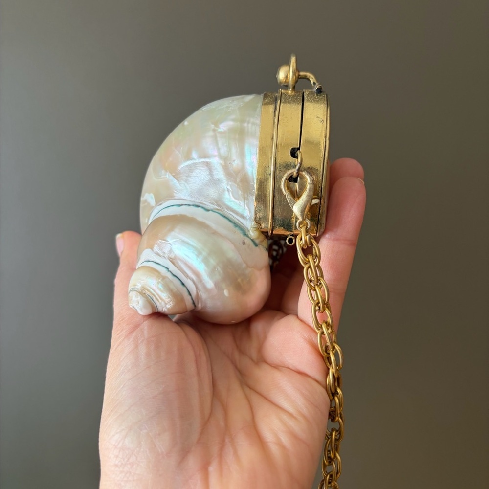 Pearl & Shard Shell Clutch with Gold Accents
